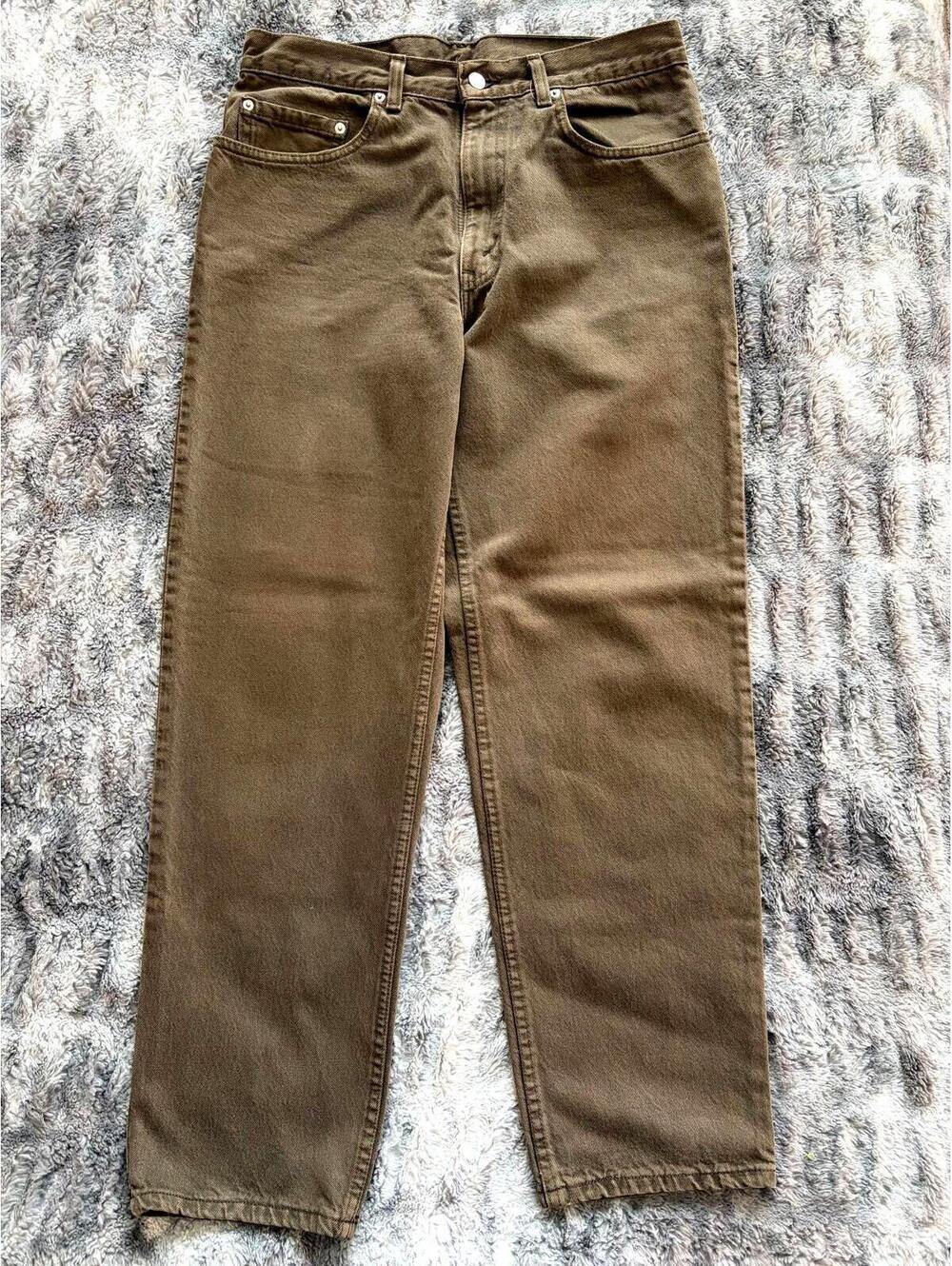 Vintage 2001 Levi's 550 Blank Tab Olive Green Jeans 34x30 USA